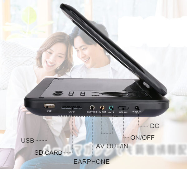 R5 12.6型 ポータブルdvdプレーヤー 液晶 大画面 4時間連続再生 CPRM対応 Hi-Fiスピーカー搭載 リージョンフリー  AV入出力 日本語説明書付き